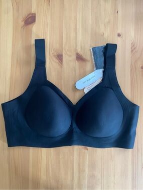 OEAK Wireless V Neck Bra Front Adjustable Smoothing T-shirt Bra Straps Black XL